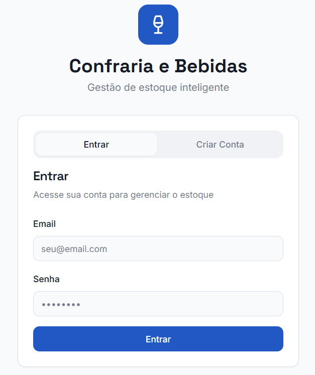 Tela de Login Confraria Estoque